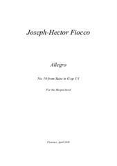 Joseph-Hector Fiocco - Pièces de Clavecin: Allegro in G major